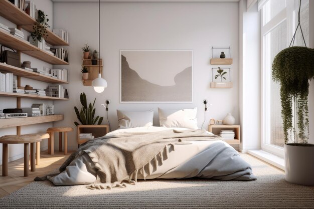 Bedroom interior architecture features a minimalist style