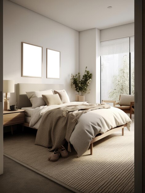 Bedroom interior architecture features a minimalist style