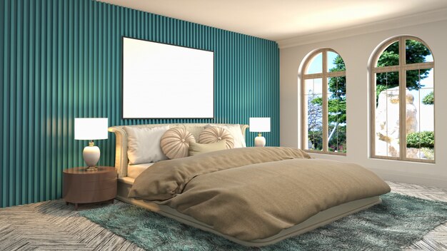 Bedroom interior decoration illustration concept