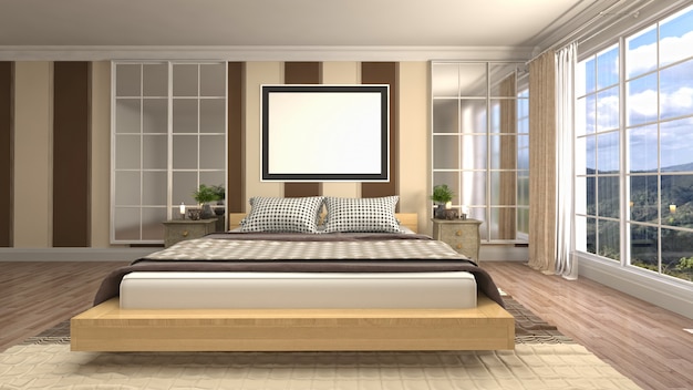 Bedroom interior decoration illustration concept