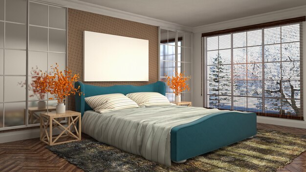 Bedroom interior decoration illustration concept