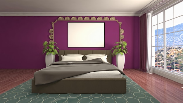 Bedroom interior decoration illustration concept