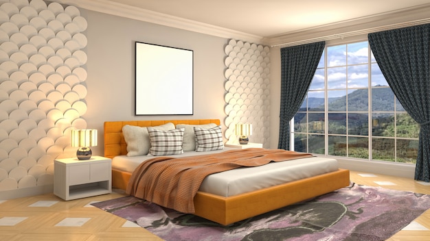 Bedroom interior decoration illustration concept