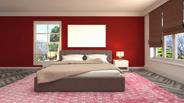 Bedroom interior decoration illustration concept