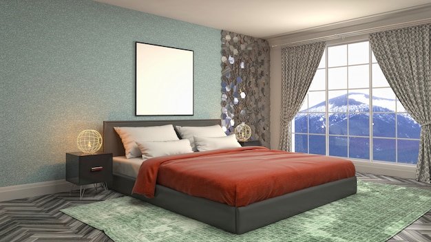 Bedroom interior decoration illustration concept