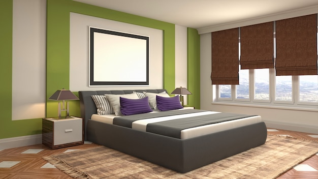 Bedroom interior decoration illustration concept