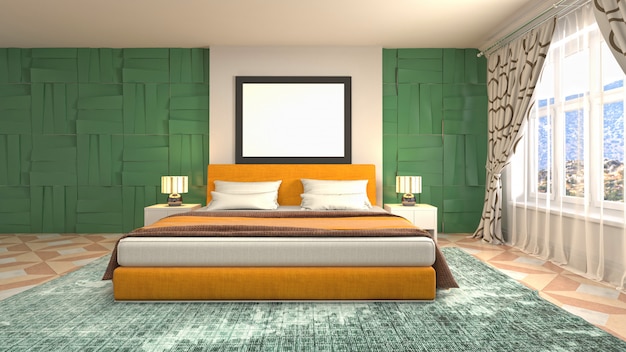 Bedroom interior decoration illustration concept