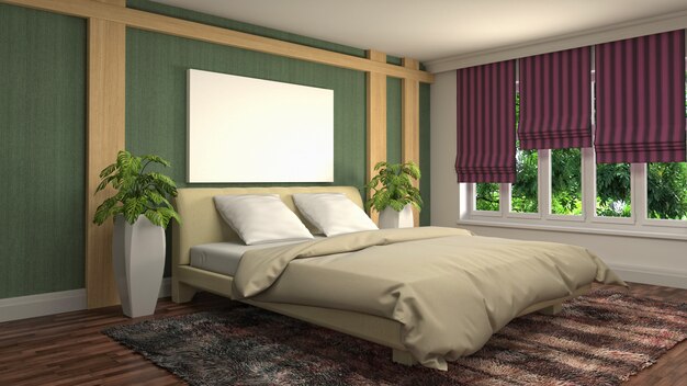 Bedroom interior decoration illustration concept