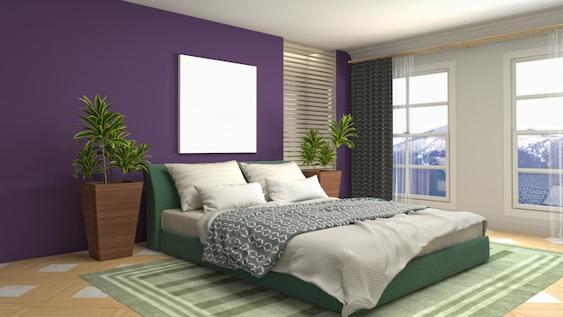 Bedroom interior decoration illustration concept