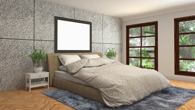 Bedroom interior decoration illustration concept