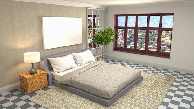 Bedroom interior decoration illustration concept