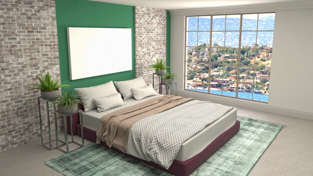 Bedroom interior decoration illustration concept