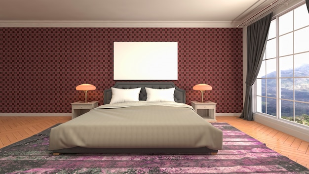 Bedroom interior decoration illustration concept