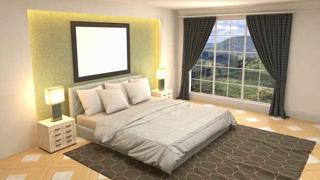 Bedroom interior decoration illustration concept