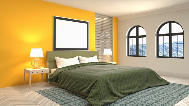 Bedroom interior decoration illustration concept