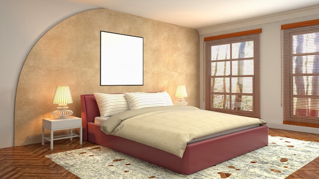 Bedroom interior decoration illustration concept