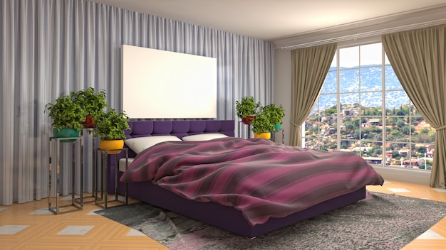 Bedroom interior decoration illustration concept