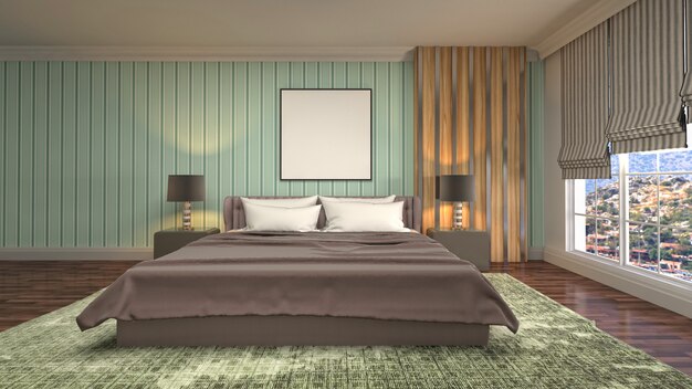 Bedroom interior decoration illustration concept