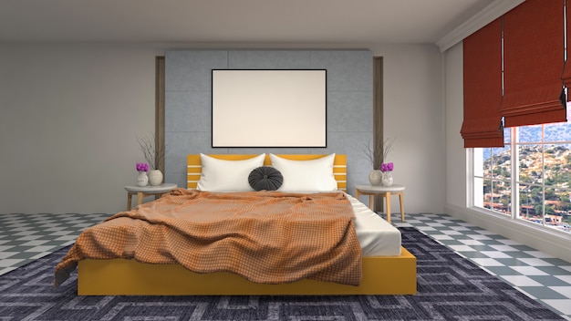 Bedroom interior decoration illustration concept