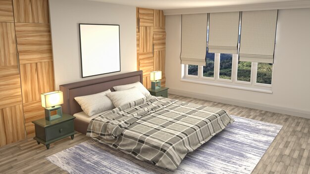 Bedroom interior decoration illustration concept