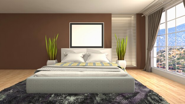 Bedroom interior decoration illustration concept