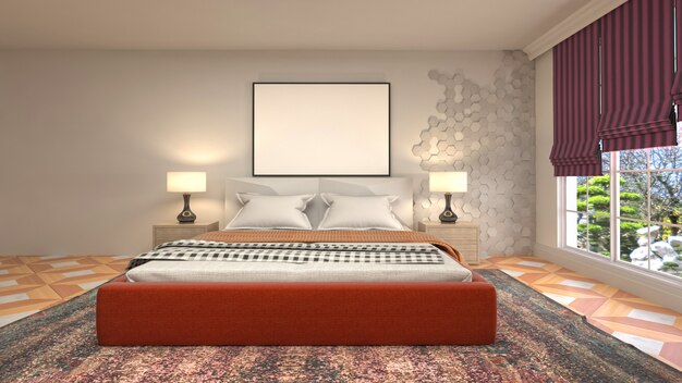 Bedroom interior decoration illustration concept