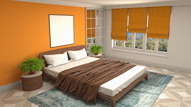 Bedroom interior decoration illustration concept