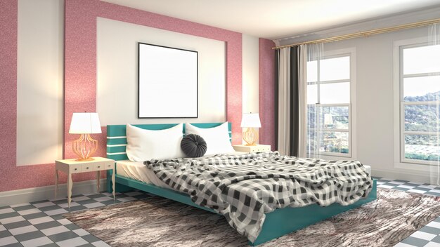 Bedroom interior decoration illustration concept