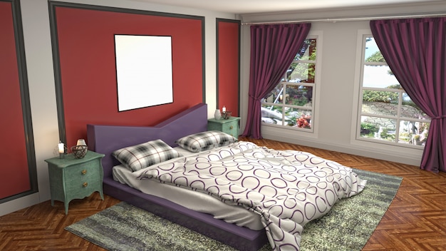 Bedroom interior decoration illustration concept