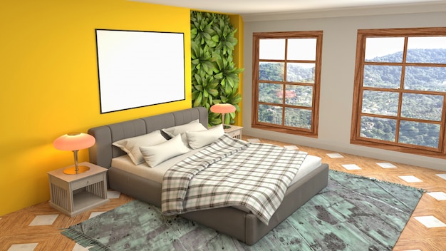 Bedroom interior decoration illustration concept