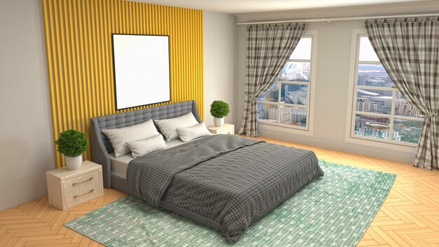 Bedroom interior decoration illustration concept