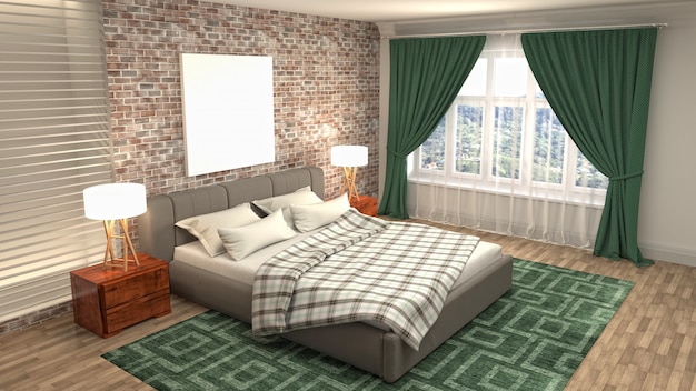 Bedroom interior decoration illustration concept