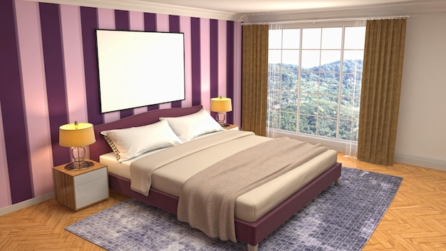 Bedroom interior decoration illustration concept