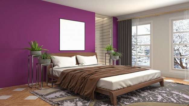 Bedroom interior decoration illustration concept