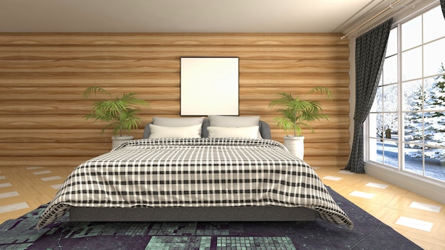 Концепция иллюстрации интерьера спальни