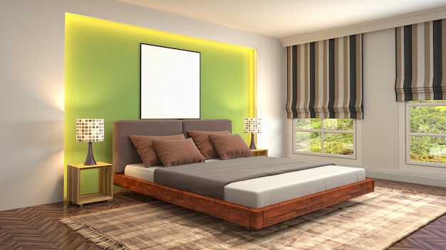 Bedroom interior decoration illustration concept