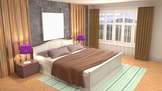 Bedroom interior decoration illustration concept