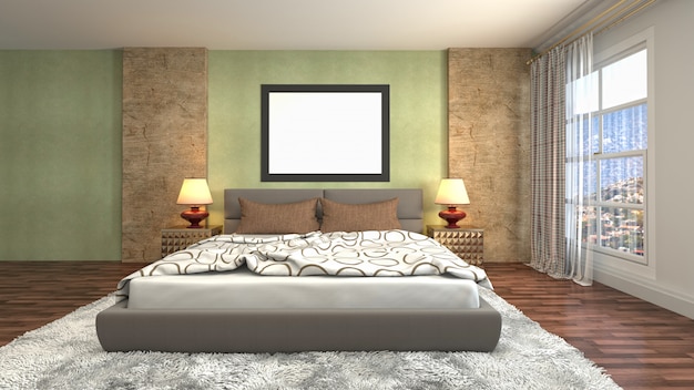 Bedroom interior decoration illustration concept