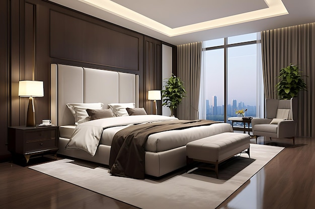 Bedroom Interior Design 3D Rendering