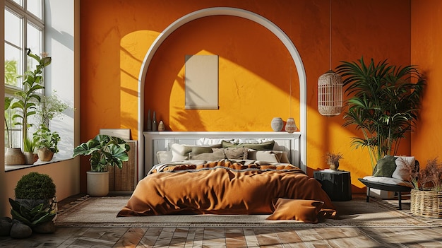 bedroom interior design minimal aesthetic 3d rendered