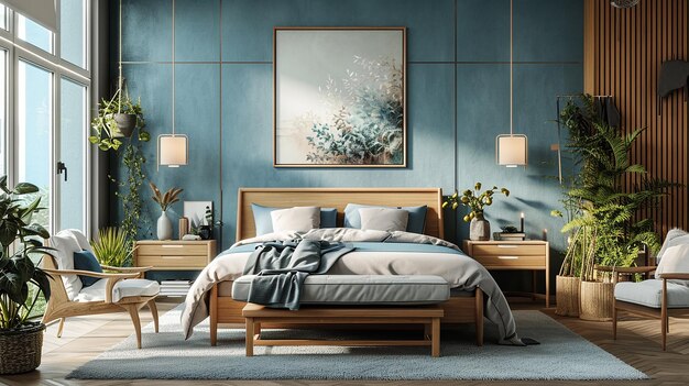 Фото Дизайн интерьера спальни с минимальной эстетикой в 3d
