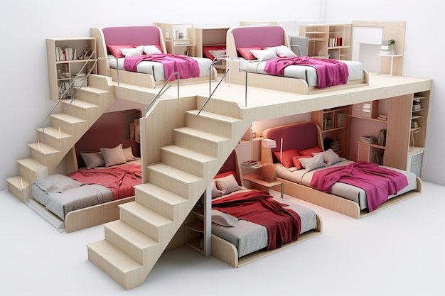 Фото Интерьер спальни в изометрическом стиле