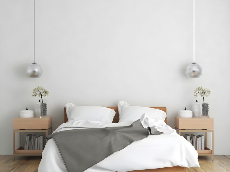 Bedroom interior mockup 3d rendering 3d illustration