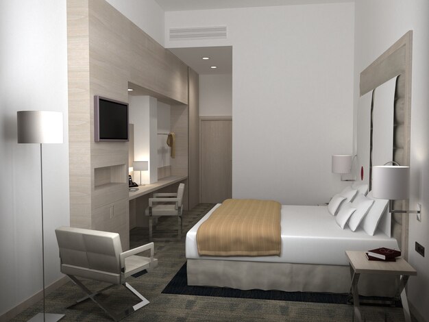 Bedroom interior visualization of 3D rendering