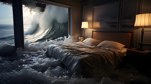 Foto la camera da letto si scioglie nell’oceano