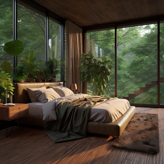 bedroom in modern and contemporary house