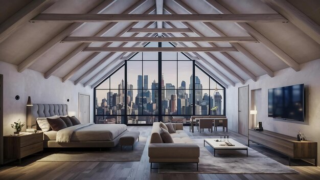 Bedroom and modern loft style