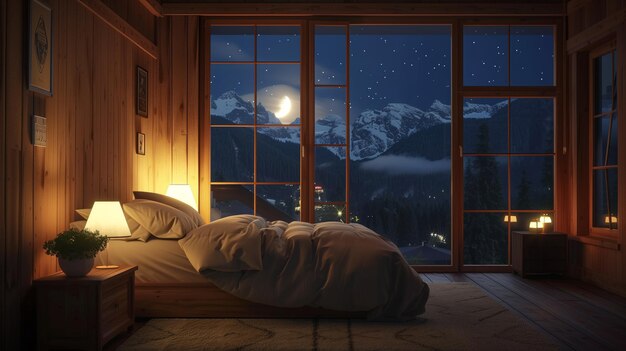 Bedroom Overlooking Majestic Mountains