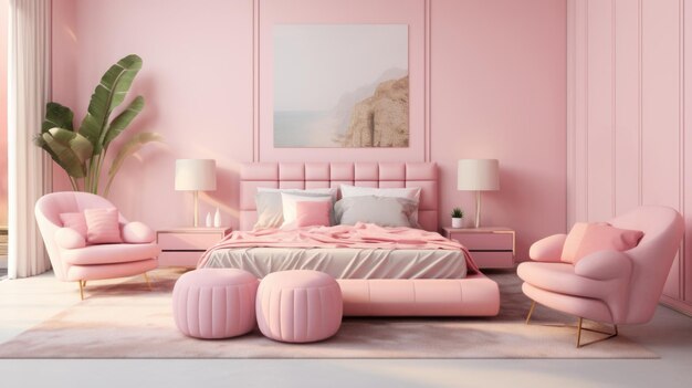 Photo bedroom pink barbie style interior design for inspiration and ideas