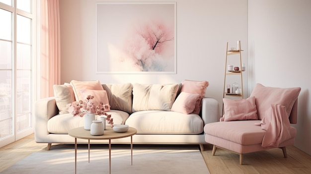 Photo bedroom pink sofa